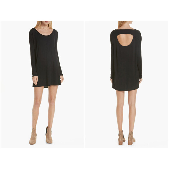 rag & bone Dresses & Skirts - Rag & Bone Women's Long Sleeve Knit Cutout Back Tunic Dress In Black Size S